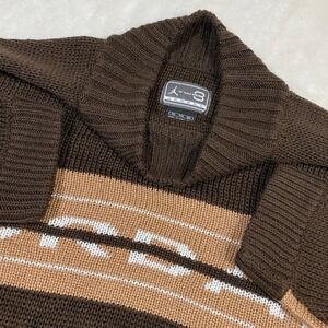 Vintage Jordan Y2K Chunky Sweater Knit Pullover Brown Jumpman Striped Mens XXL